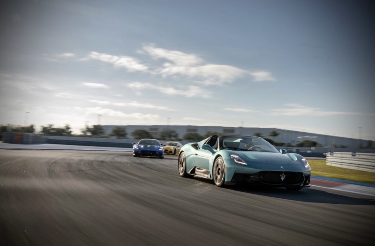 Performance vehicles cornering on circuit